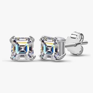 Genuine 2 Carat Asscher Cut Solitaire Diamond Moissanite Studs